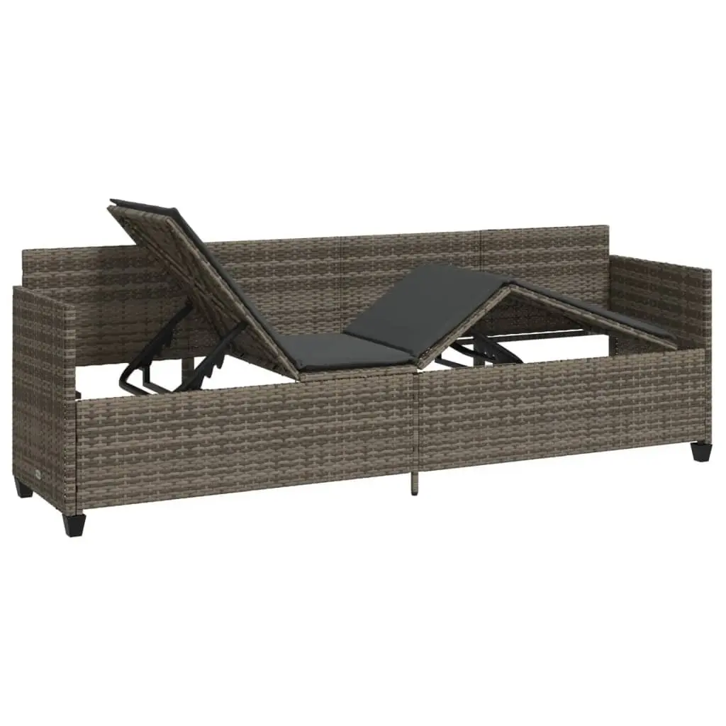 Sun Lounger Outdoor Adjustable Reclining Chair Grey Cushions