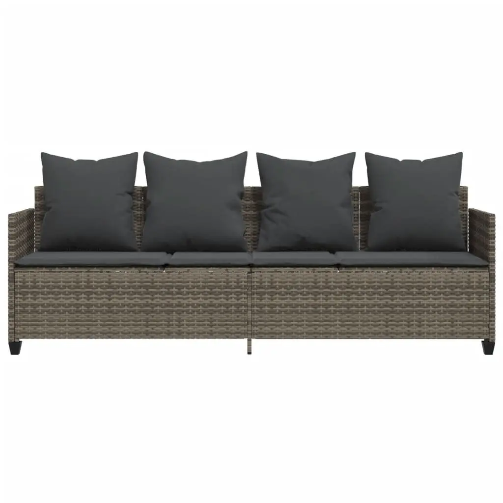 Sun Lounger Outdoor Adjustable Reclining Chair Grey Cushions