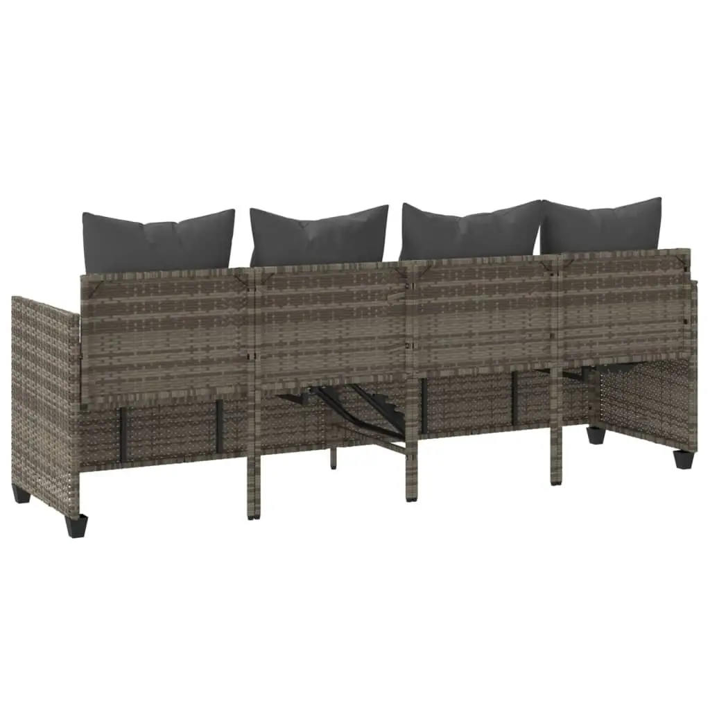 Sun Lounger Outdoor Adjustable Reclining Chair Grey Cushions