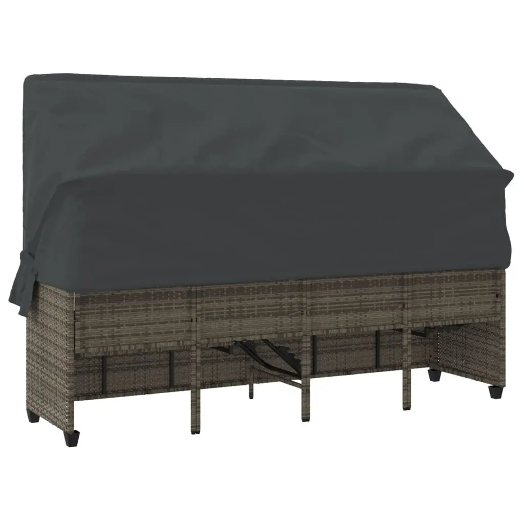 Sun Lounger Outdoor Adjustable Backrest Footrest Grey Rattan