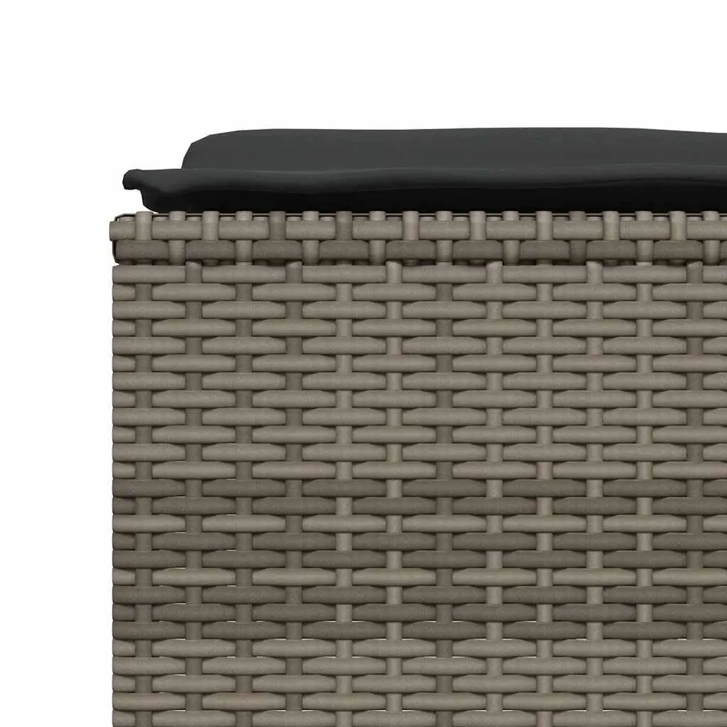 Garden Stools with Cushions 4 pcs Grey Outdoor Foot Rests Poly Rattan Set