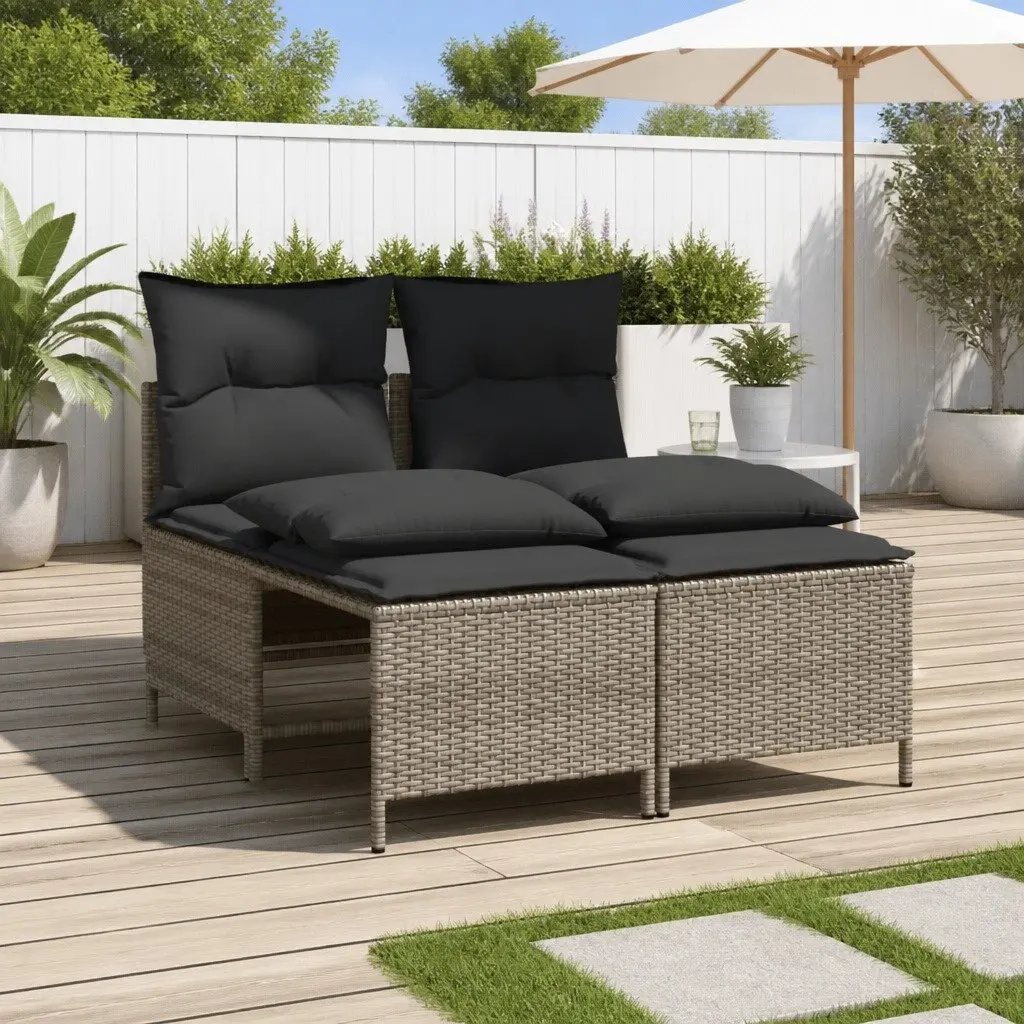 4 Piece Outdoor Garden Sofa Set for Patio Grey Poly Rattan Furniture