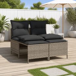 4 Piece Garden Sofa Set – Grey, PE Rattan & Steel