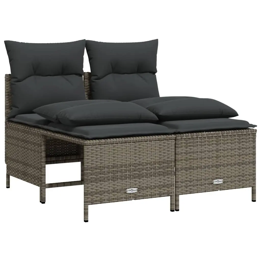 4 Piece Outdoor Garden Sofa Set for Patio Grey Poly Rattan Furniture