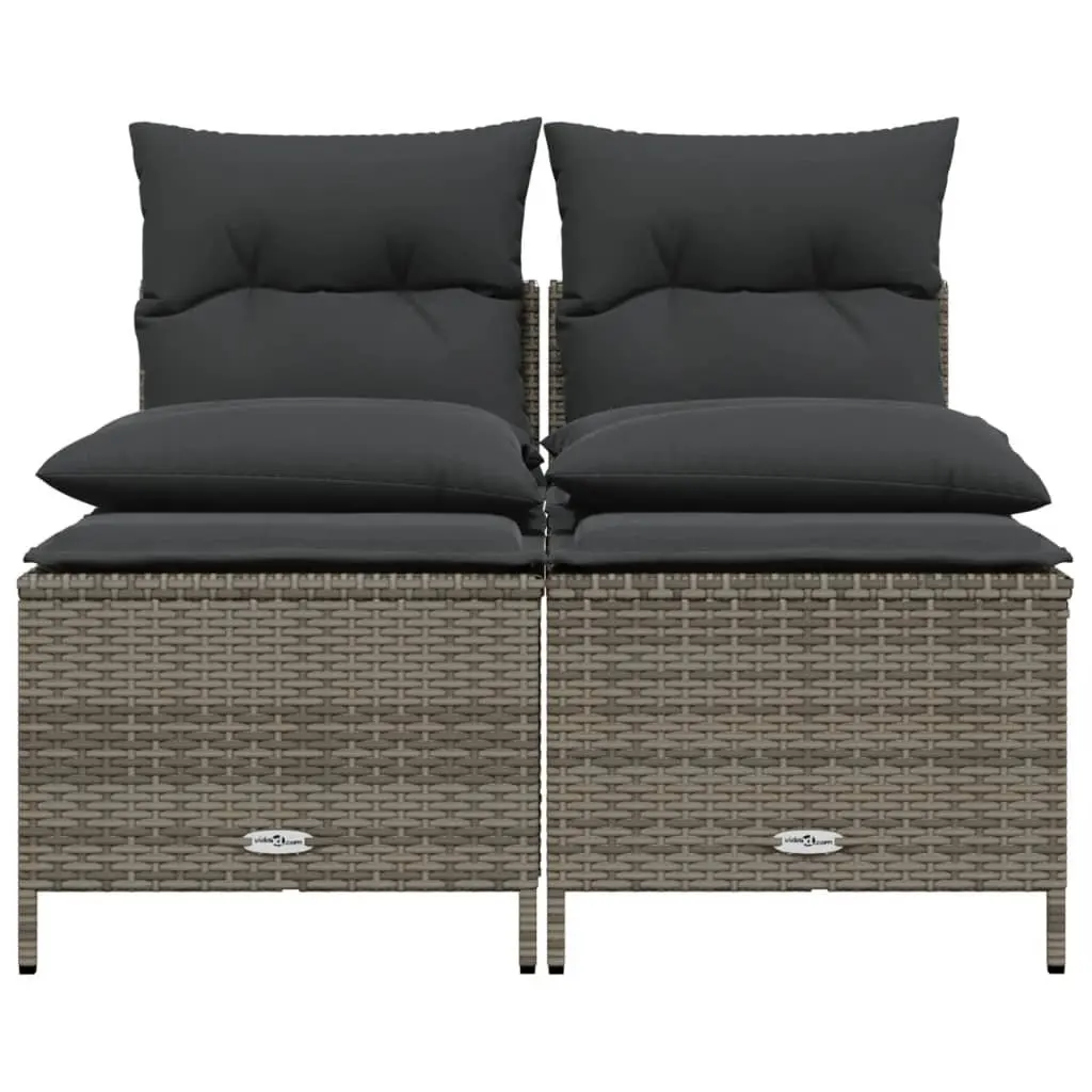 4 Piece Outdoor Garden Sofa Set for Patio Grey Poly Rattan Furniture