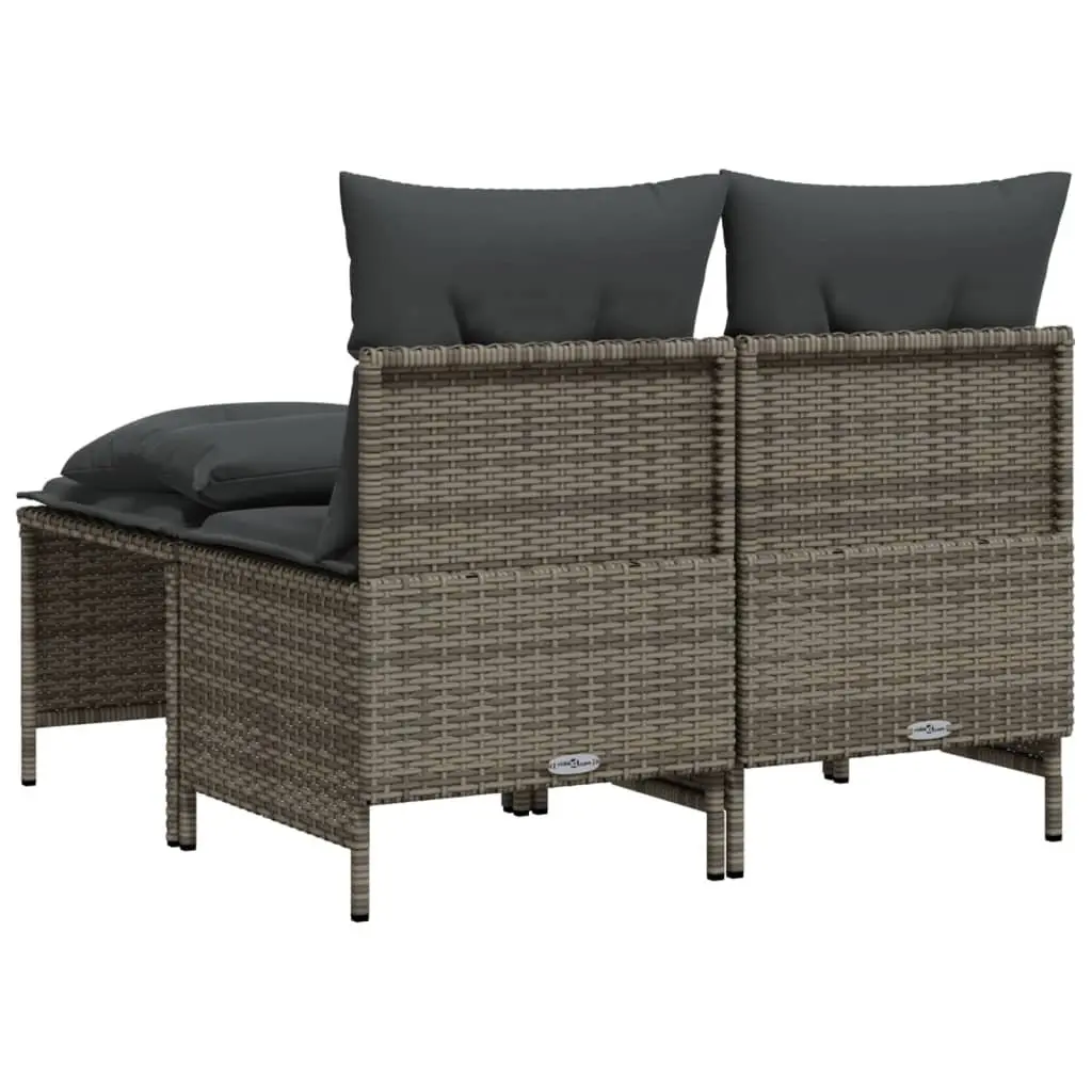 4 Piece Outdoor Garden Sofa Set for Patio Grey Poly Rattan Furniture