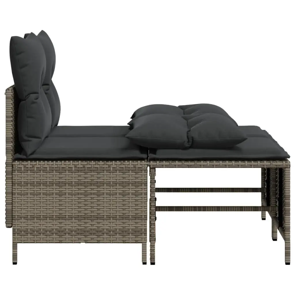 4 Piece Outdoor Garden Sofa Set for Patio Grey Poly Rattan Furniture