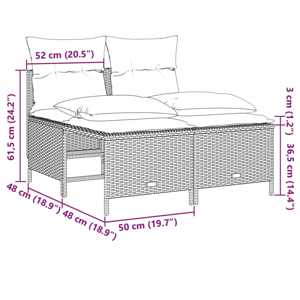 4 Piece Outdoor Garden Sofa Set for Patio Grey Poly Rattan Furniture