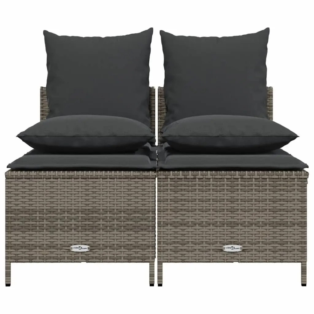 4 Piece Outdoor Garden Sofa Set Grey Poly Rattan for Patio Use