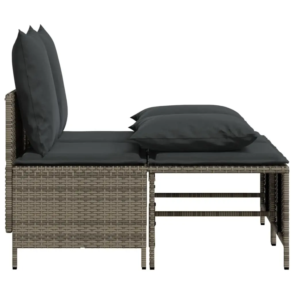 4 Piece Outdoor Garden Sofa Set Grey Poly Rattan for Patio Use