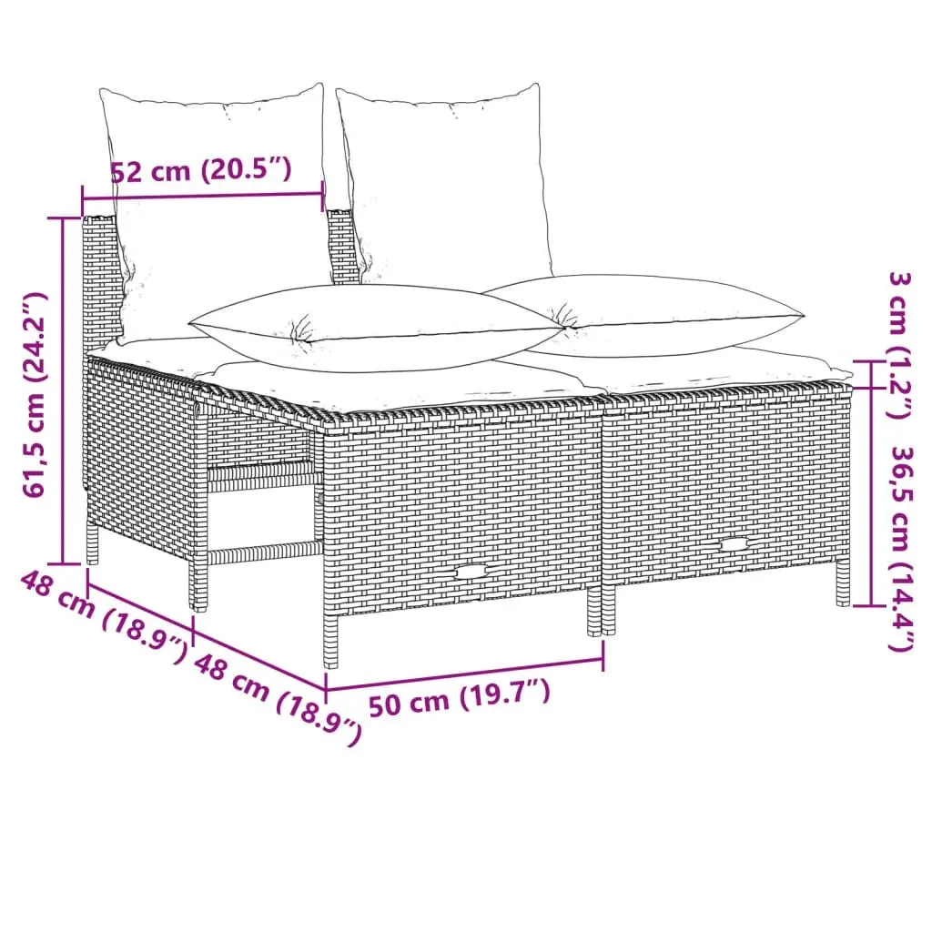 4 Piece Outdoor Garden Sofa Set Grey Poly Rattan for Patio Use