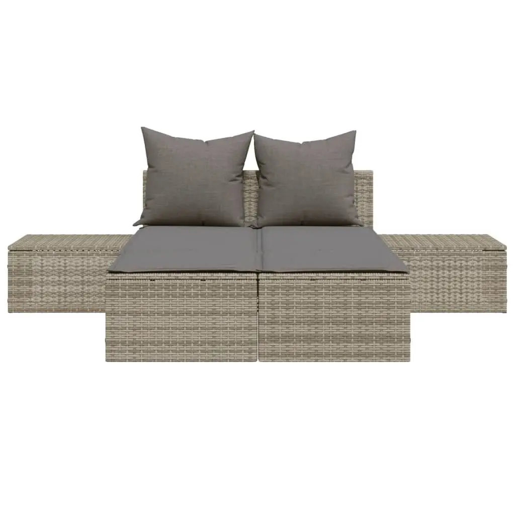 Double Sun Lounger Outdoor Garden Patio Furniture Grey Rattan Modular