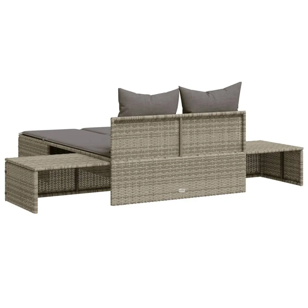 Double Sun Lounger Outdoor Garden Patio Furniture Grey Rattan Modular