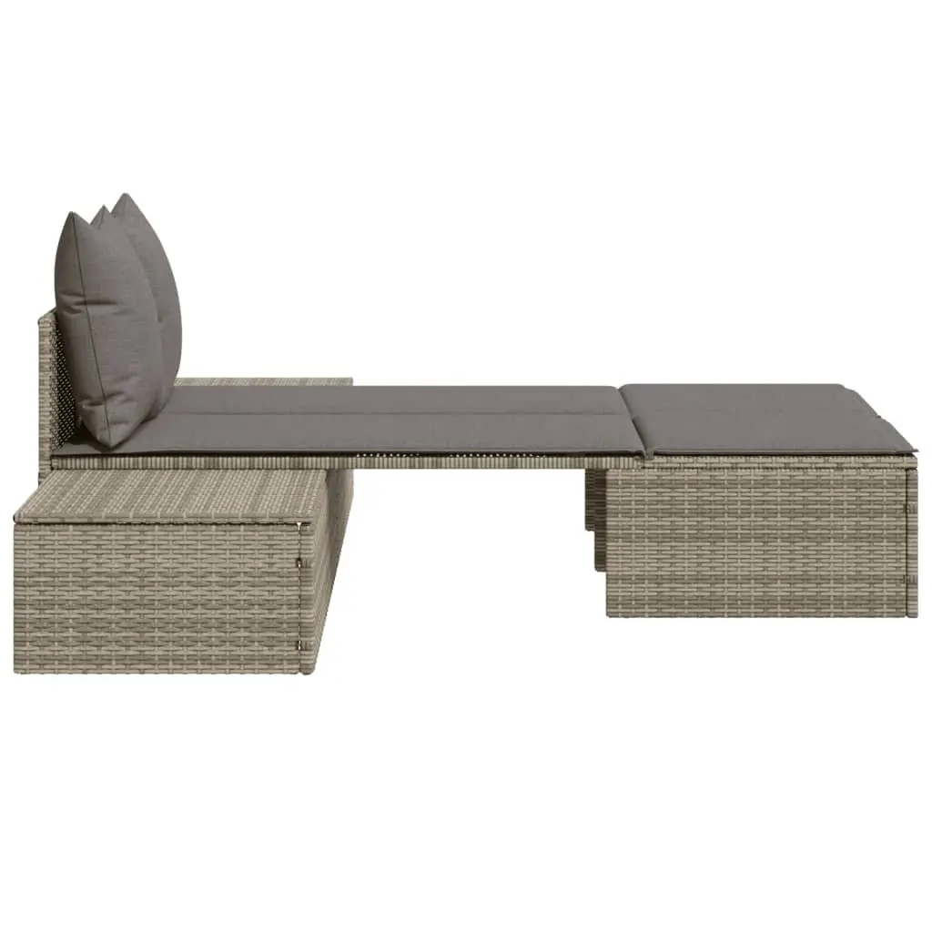 Double Sun Lounger Outdoor Garden Patio Furniture Grey Rattan Modular