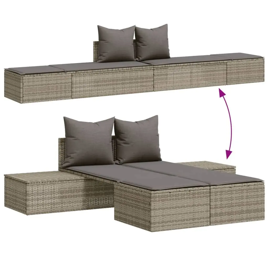 Double Sun Lounger Outdoor Garden Patio Furniture Grey Rattan Modular