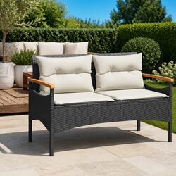 Garden Bench Dimensions: 116 x 62.5 x 74 cm with Cushions