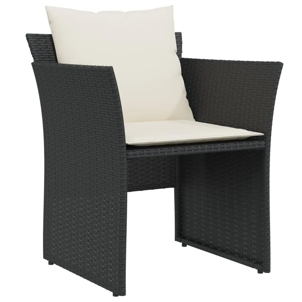 Garden Chair with Footstool Outdoor Patio Black Poly Rattan