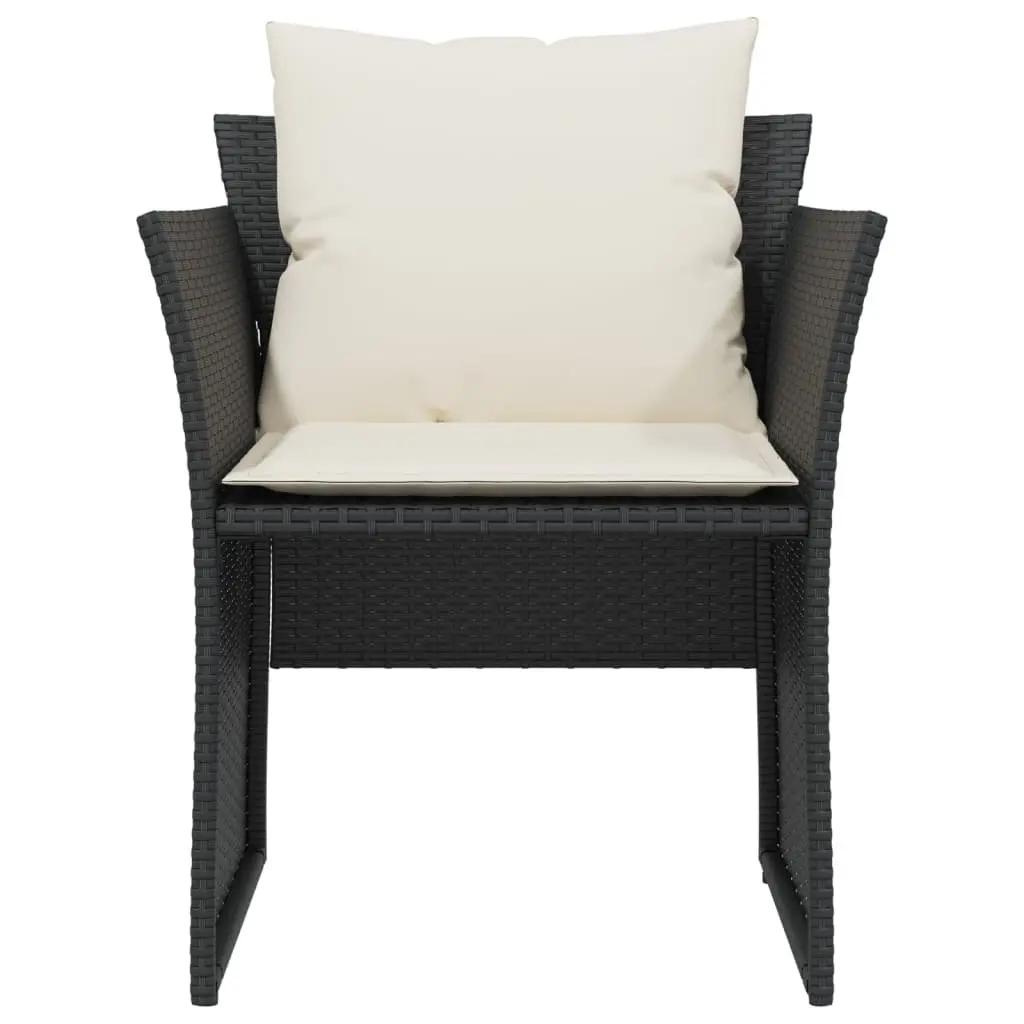 Garden Chair with Footstool Outdoor Patio Black Poly Rattan