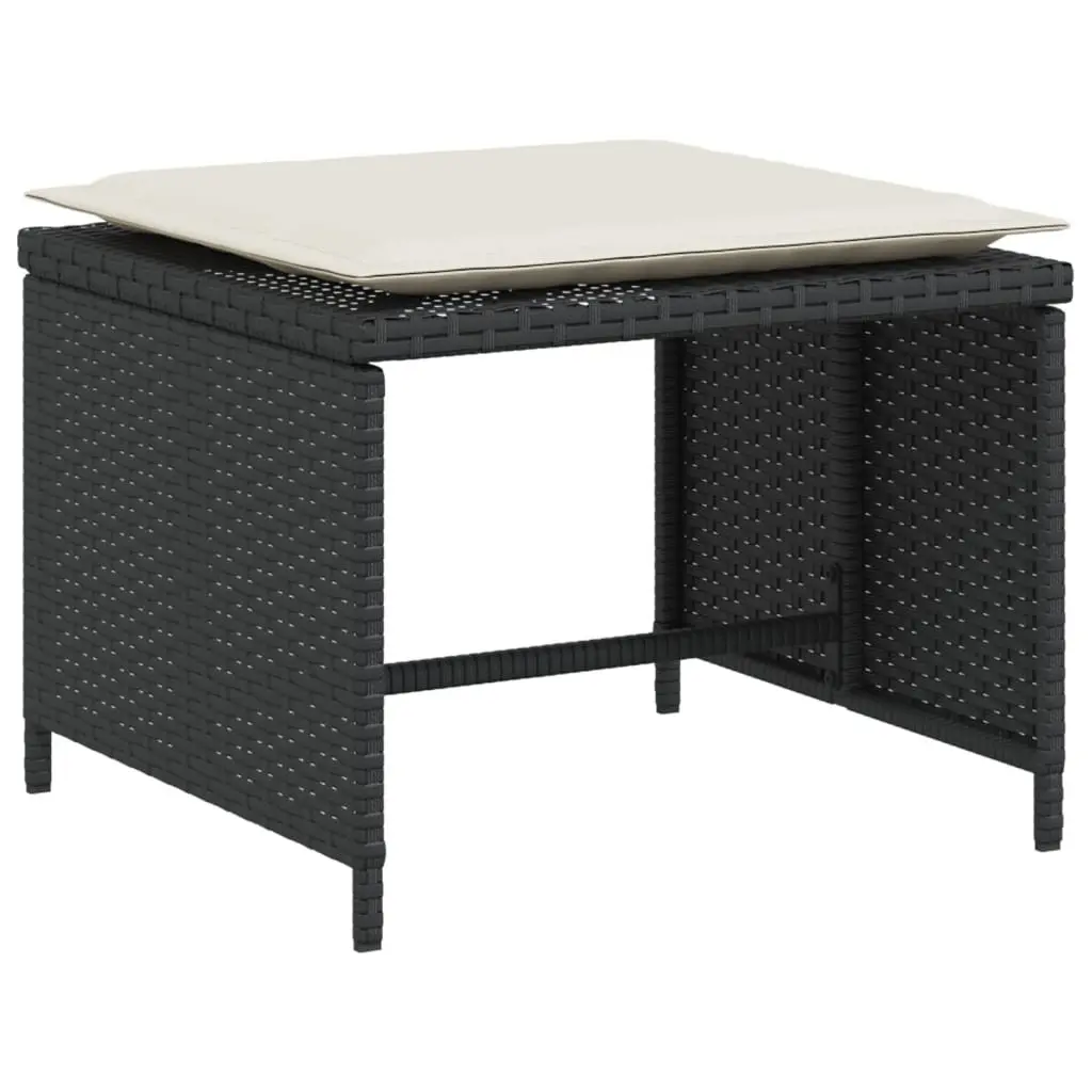Garden Chair with Footstool Outdoor Patio Black Poly Rattan
