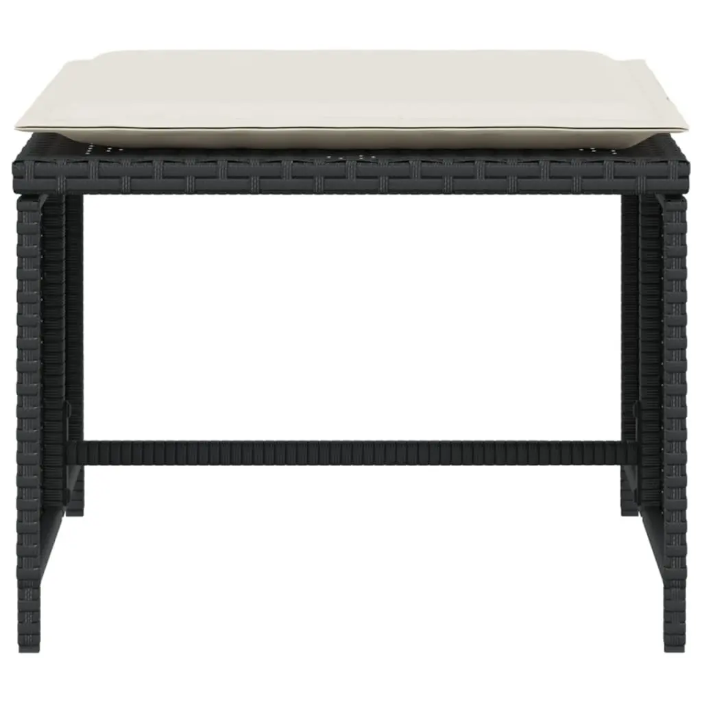 Garden Chair with Footstool Outdoor Patio Black Poly Rattan