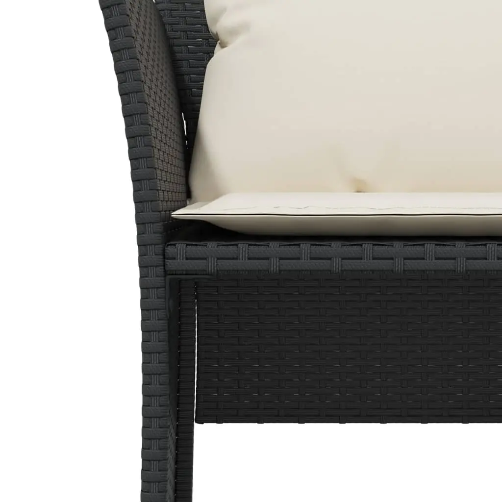 Garden Chair with Footstool Outdoor Patio Black Poly Rattan