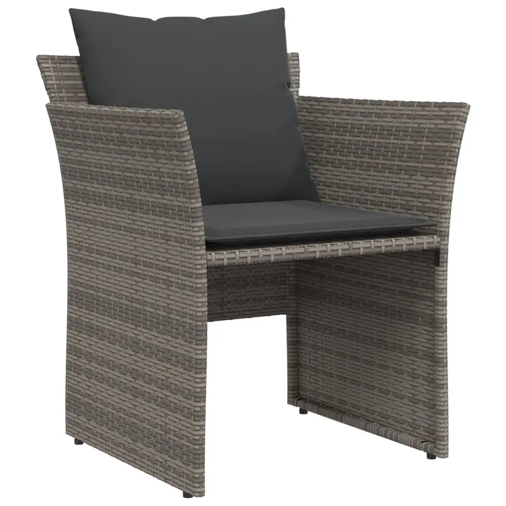 Garden Chair with Footstool Outdoor Patio Grey Poly Rattan