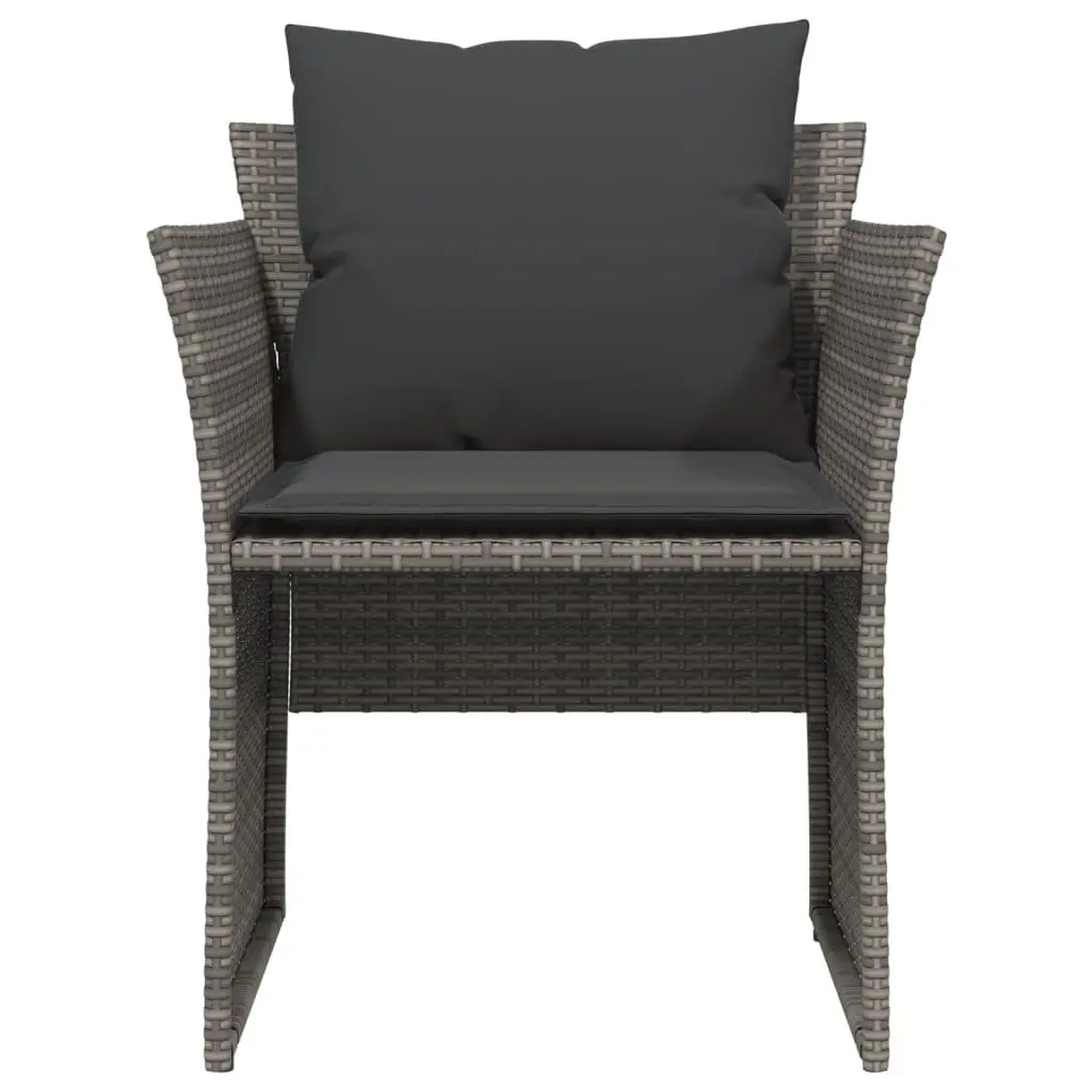 Garden Chair with Footstool Outdoor Patio Grey Poly Rattan