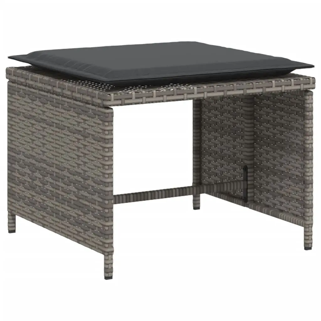 Garden Chair with Footstool Outdoor Patio Grey Poly Rattan