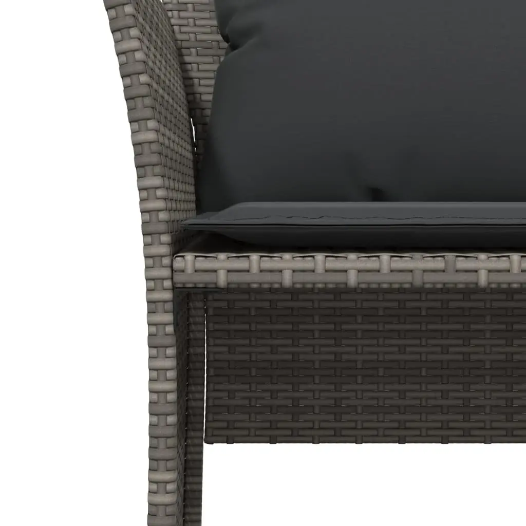 Garden Chair with Footstool Outdoor Patio Grey Poly Rattan