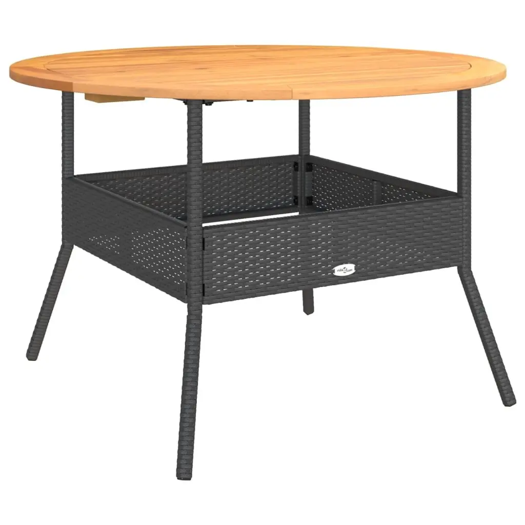 Garden Table Outdoor Use 110 cm Black Round PE Rattan Patio Dining Coffee Table