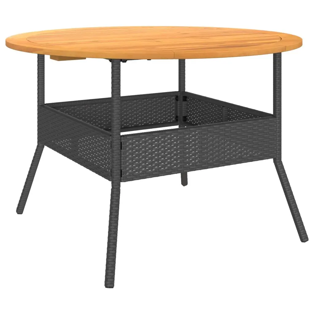Garden Table Outdoor Use 110 cm Black Round PE Rattan Patio Dining Coffee Table