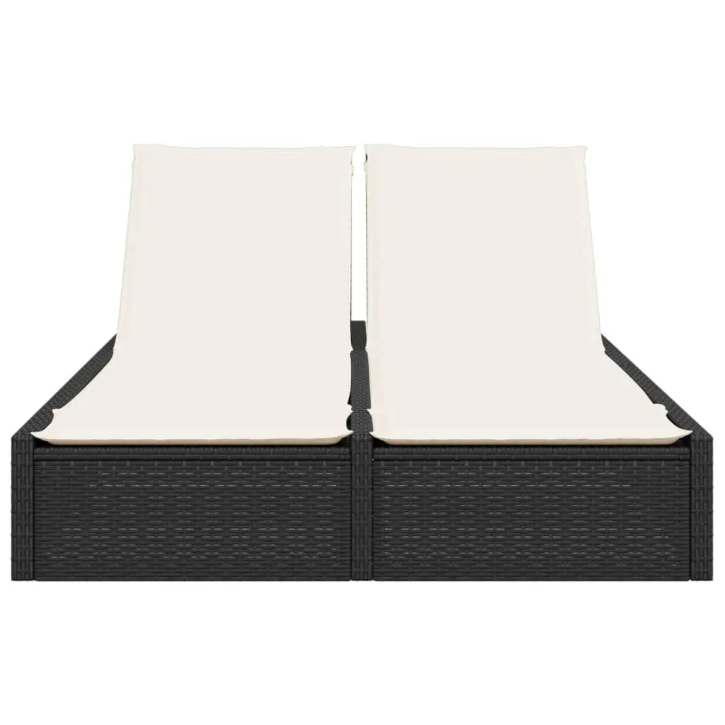 Black Double Sun Lounger with Cushions