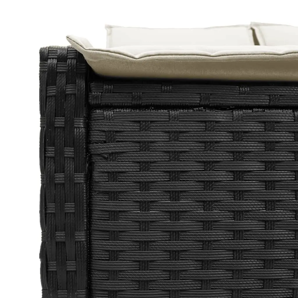 Black Double Sun Lounger with Cushions