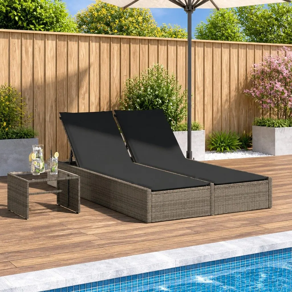 Double Sun Lounger Outdoor Seating Grey with Padded Cushions