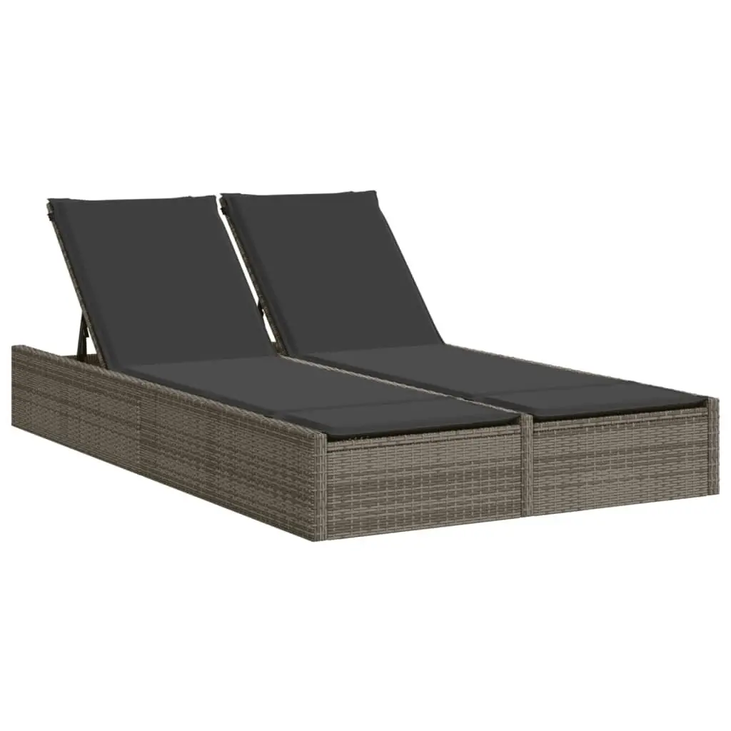 Double Sun Lounger Outdoor Seating Grey with Padded Cushions