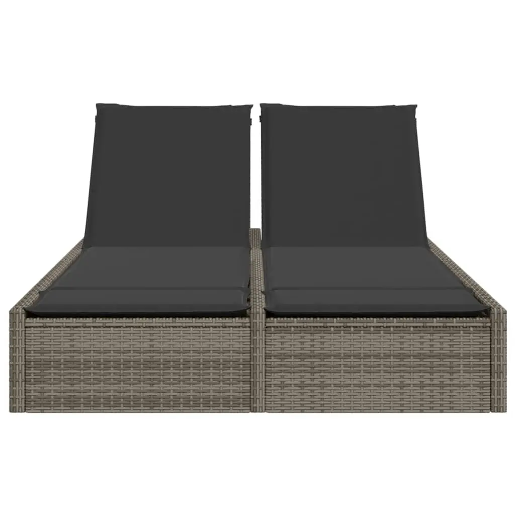 Double Sun Lounger Outdoor Seating Grey with Padded Cushions