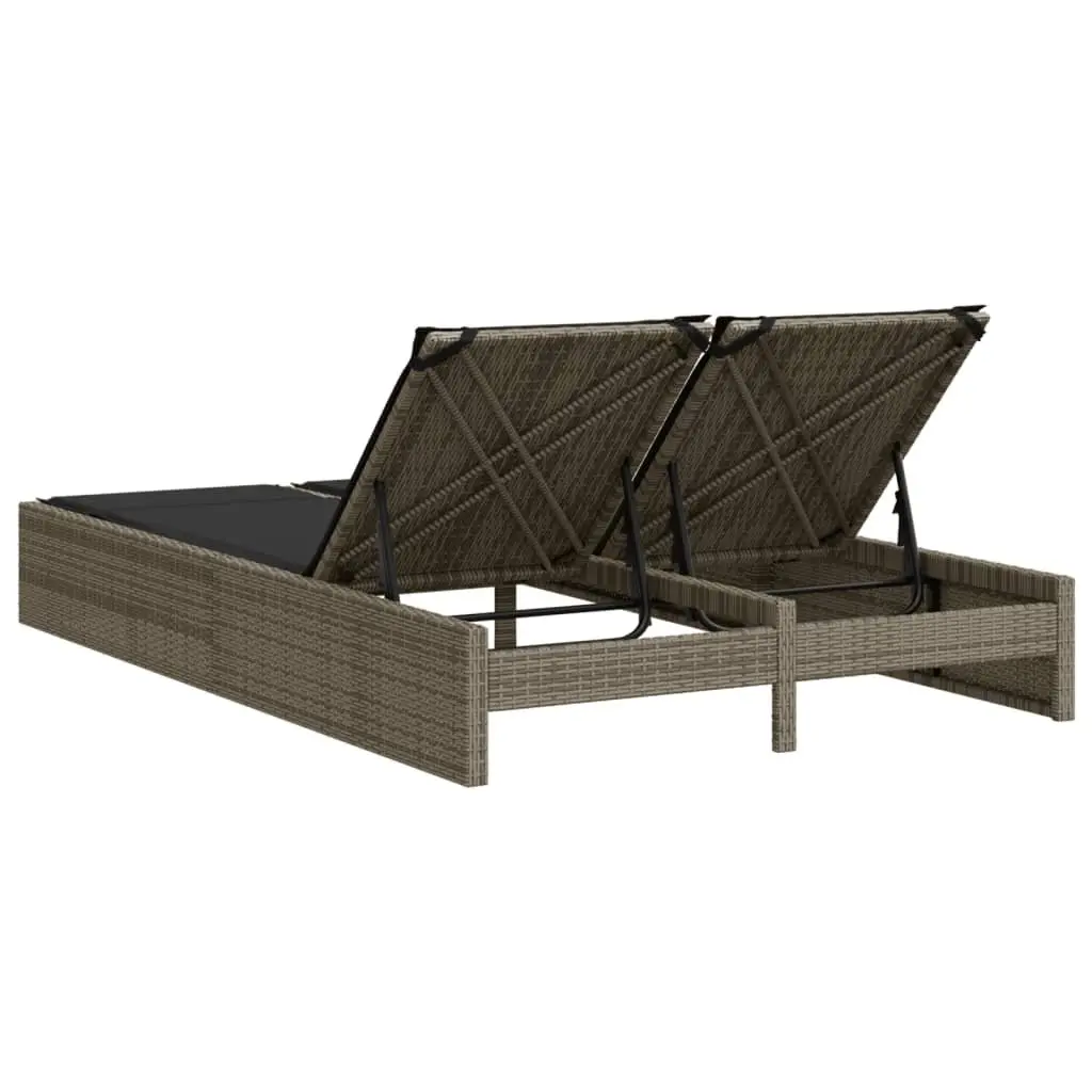 Double Sun Lounger Outdoor Seating Grey with Padded Cushions