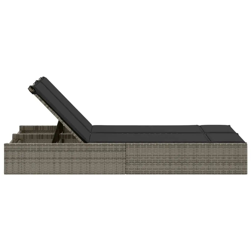 Double Sun Lounger Outdoor Seating Grey with Padded Cushions