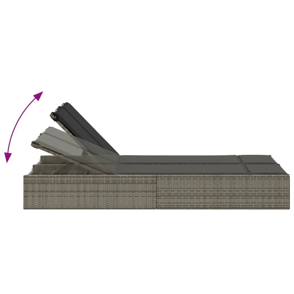 Double Sun Lounger Outdoor Seating Grey with Padded Cushions