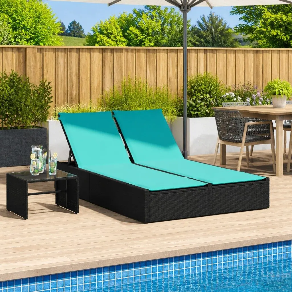 Double Sun Lounger Outdoor Garden Furniture Adjustable Backrest Padded Cushions