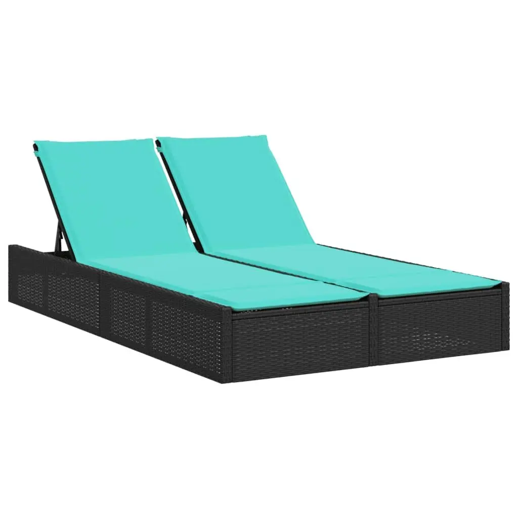 Double Sun Lounger Outdoor Garden Furniture Adjustable Backrest Padded Cushions