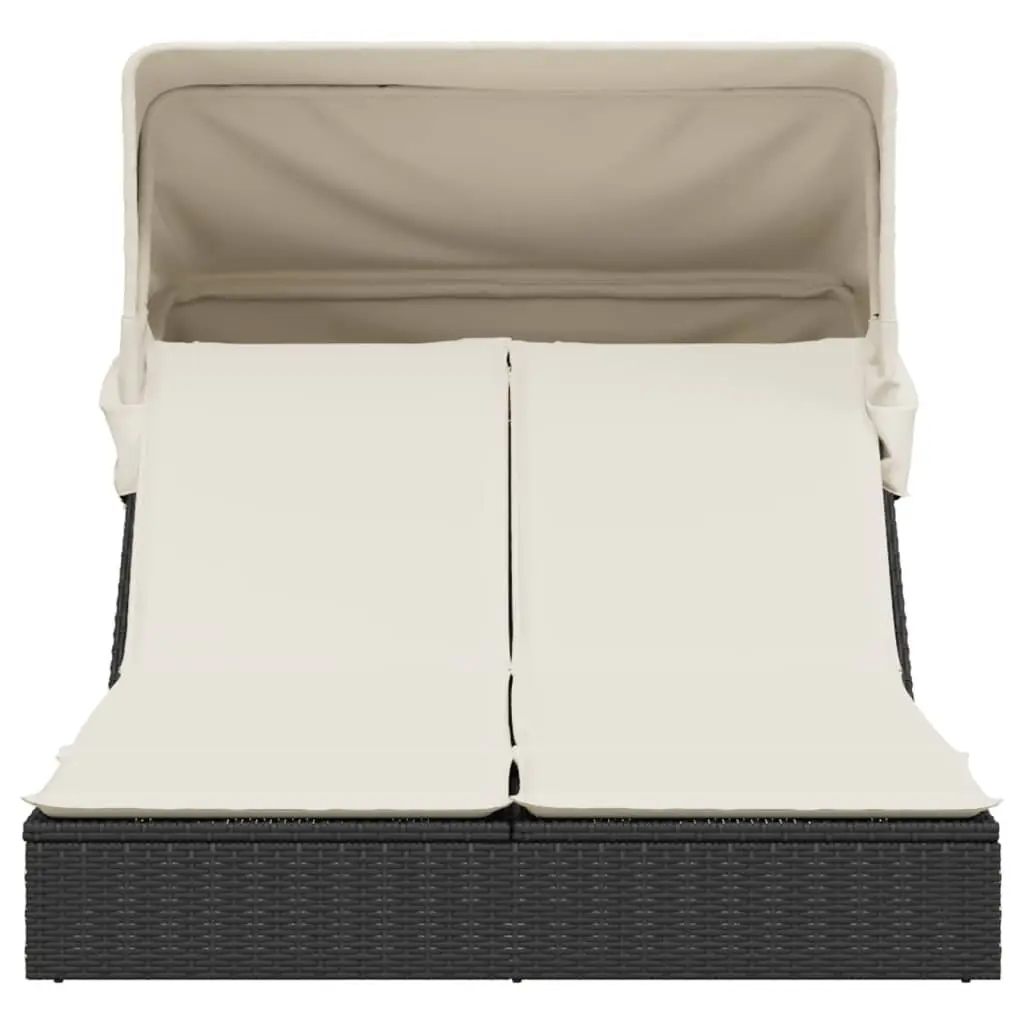 Double Sun Lounger Outdoor Seating with Retractable Canopy Adjustable Backrest