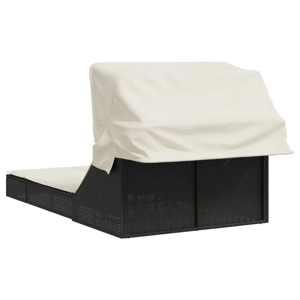 Double Sun Lounger Outdoor Seating with Retractable Canopy Adjustable Backrest