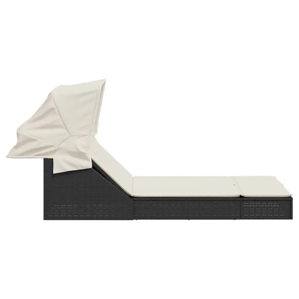 Double Sun Lounger Outdoor Seating with Retractable Canopy Adjustable Backrest