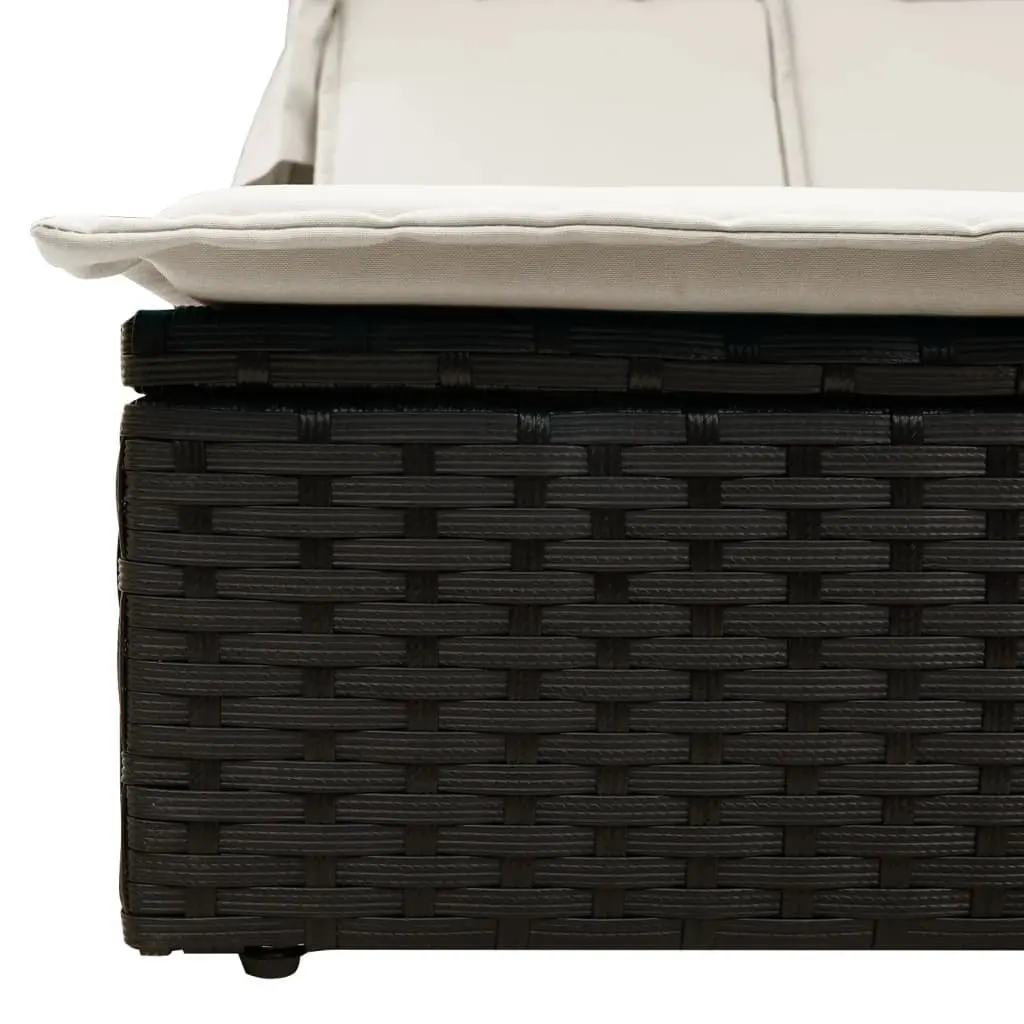 Double Sun Lounger Outdoor Seating with Retractable Canopy Adjustable Backrest