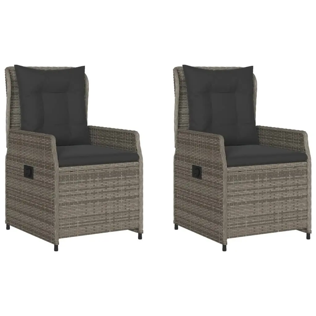 Reclining Garden Chairs for Outdoor Use 2 Piece Grey Poly Rattan