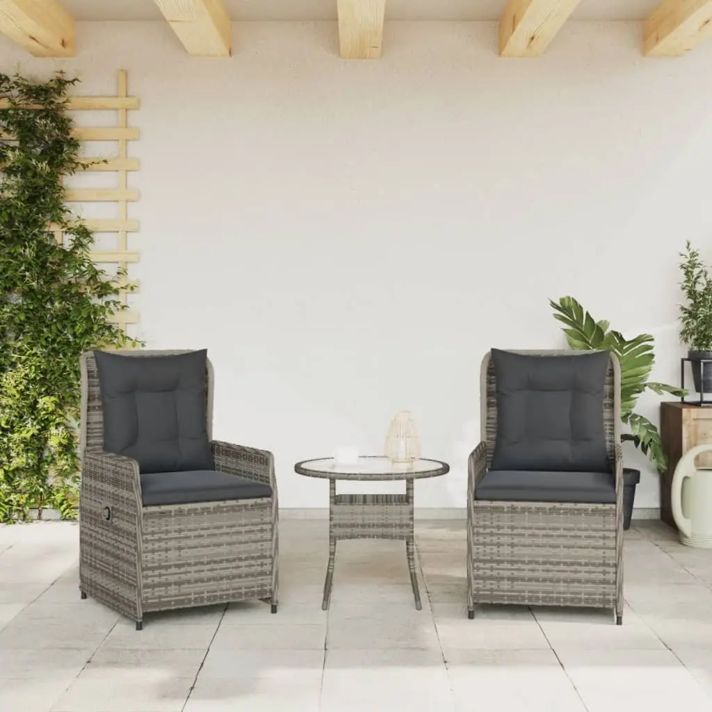Reclining Garden Chairs for Outdoor Use 2 Piece Grey Poly Rattan