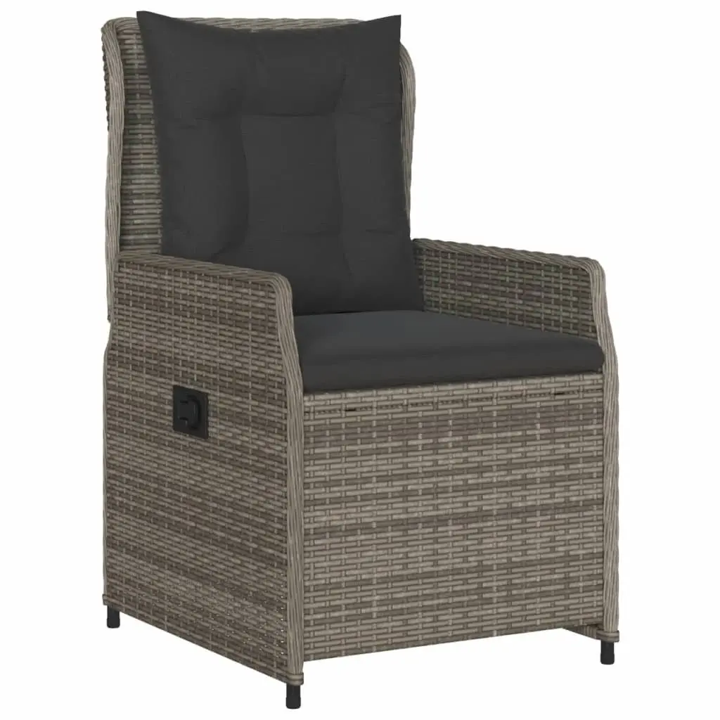 Reclining Garden Chairs for Outdoor Use 2 Piece Grey Poly Rattan