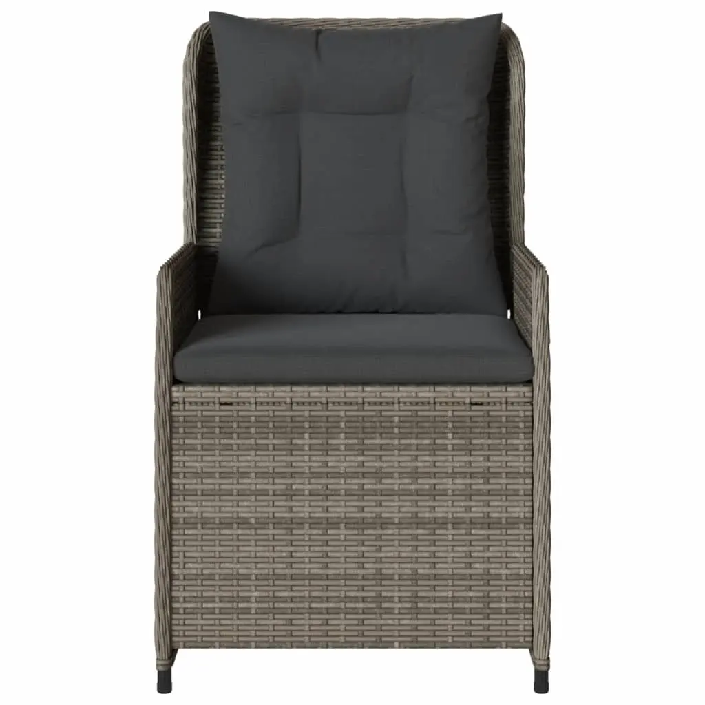 Reclining Garden Chairs for Outdoor Use 2 Piece Grey Poly Rattan