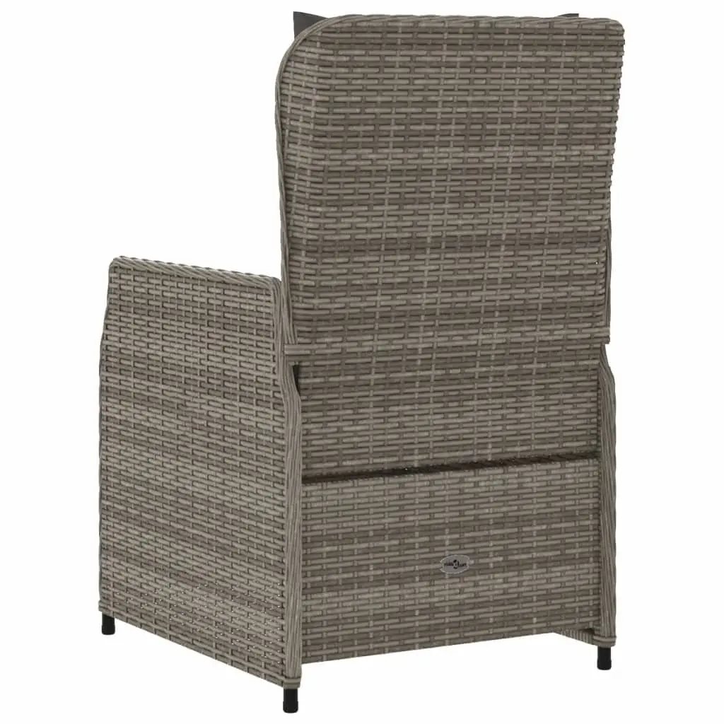 Reclining Garden Chairs for Outdoor Use 2 Piece Grey Poly Rattan